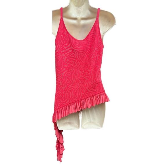 ULLA JOHNSON Kendra Asymmetric Ruffled Top In Poppy New With Tags Size Large - Picture 4 of 7